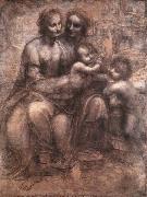 LEONARDO da Vinci Madonna and Child with St Anne and the Young St John oil